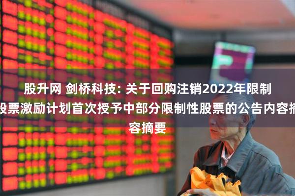 股升网 剑桥科技: 关于回购注销2022年限制性股票激励计划首次授予中部分限制性股票的公告内容摘要